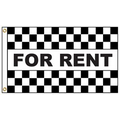 For Rent Black & White Checkered 3' x 5' Message Flag with Heading and Grommets